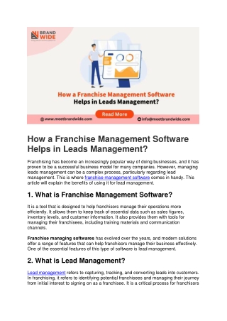How a Franchise Management Software Helps in Leads Management