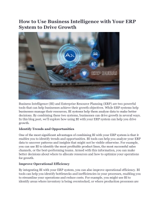 How to Use Business Intelligence with Your ERP System to Drive Growth