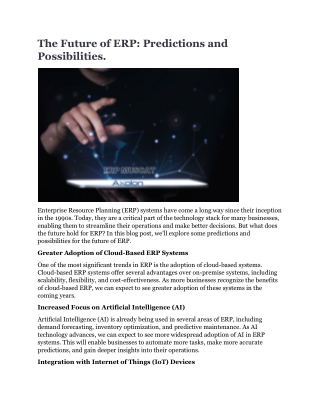 The Future of ERP Predictions and Possibilities.