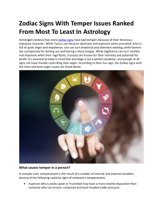 Zodiac Signs With Temper Issues Ranked From Most To Least In Astrology