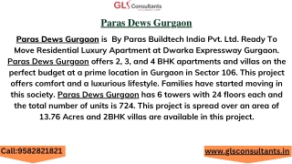 Paras Dews Gurgaon