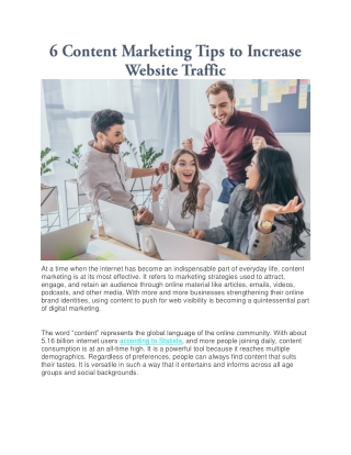 6 Content Marketing Tips to Increase Website Traffic