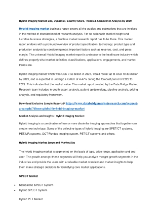 Hybrid Imaging Market Size, Dynamics, Country Share, Trends & Competitor Analysis by 2029