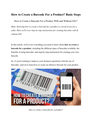 How to Create a Barcode For a Product?
