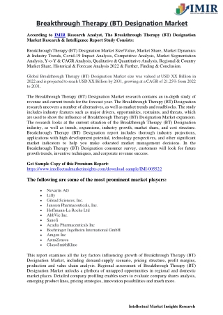 Breakthrough Therapy (BT) Designation Market