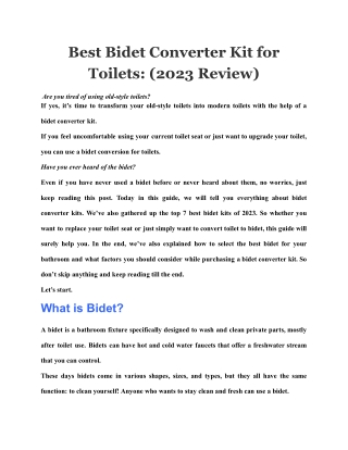 Best Bidet Converter Kit for Toilets (2023 Review)