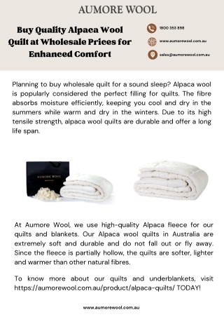 Buy Quality Alpaca Wool Quilt at Wholesale Prices for Enhanced Comfort