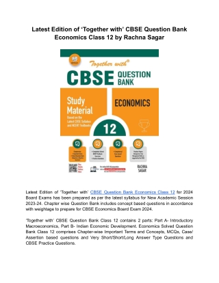 Solved Question Bank Economics Class 12 for 2024 Board Exams by Rachna Sagar