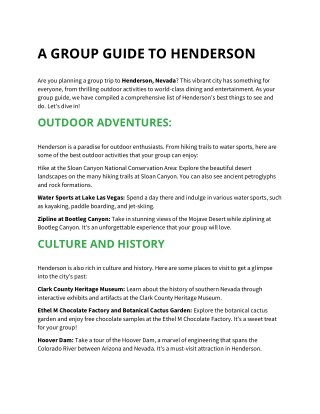 A GROUP GUIDE TO HENDERSON