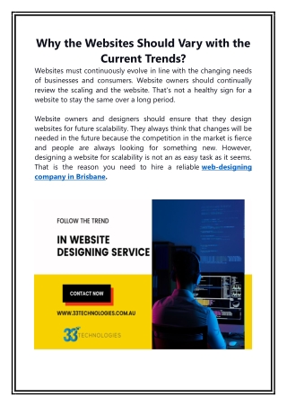 Why the Websites Should Vary with the Current Trends