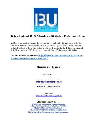 It is all about BTS Members Birthday Dates and Year