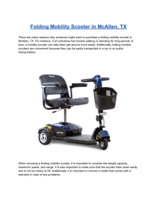 Folding Mobility Scooter in McAllen, TX