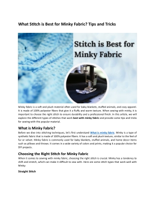 What Stitch is Best for Minky Fabric