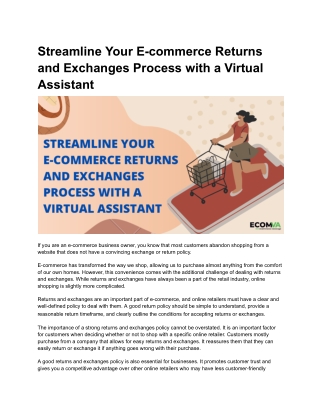 Streamline Your E-commerce Returns and Exchanges Process with a Virtual Assistan