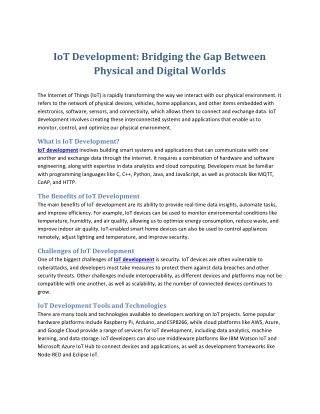 IoT Development-Bridging the Gap Between Physical and Digital Worlds
