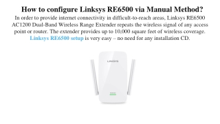 How to configure Linksys RE6500 via Manual Method_