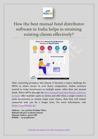 How the best mutual fund distributor software in India helps in retaining existing clients effectively