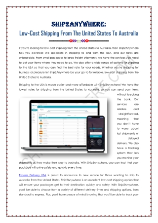 Low-Cost Shipping From The United States To Australia
