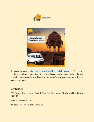 Luxury tempo traveller rental Jaipur