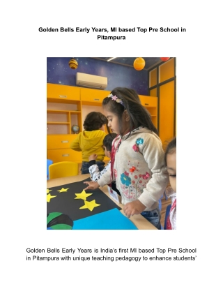 Golden Bells Early Years, MI based Top Pre School in Pitampura