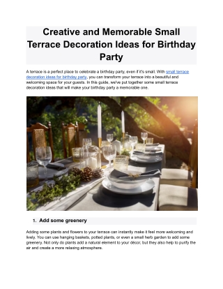 Creative and Memorable Small Terrace Decoration Ideas for Birthday Party