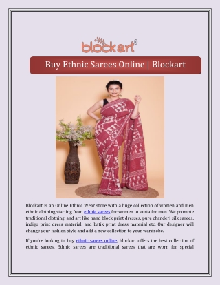 Ethnic Sarees Online | Blockart