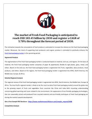 Fresh Food Packaging Market Opportunities, Size, Type, Application, Trends