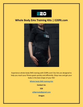 Whole Body Ems Training Kits | E20fit.com