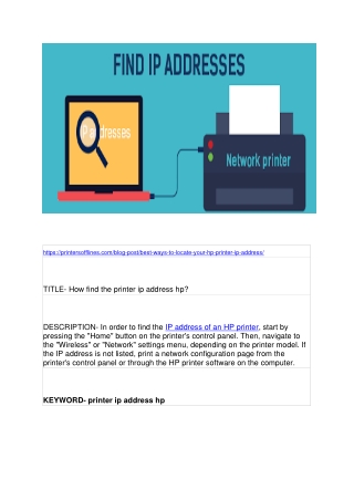 How find the printer ip address hp?