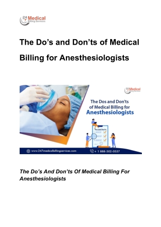 The Dos and Don’ts of Medical Billing for Anesthesiologists