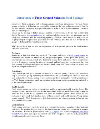 Importance of Fresh Ground Spices in Food Business