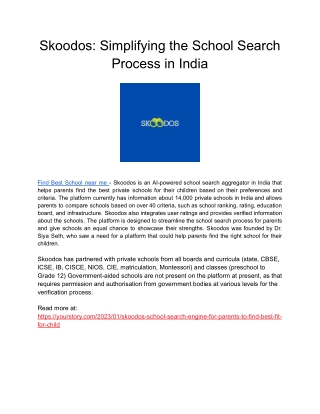 Skoodos_ Simplifying the School Search Process in India