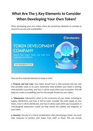 What Are The 5 Key Elements to Consider When Developing Your Own Token
