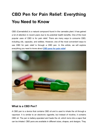 CBD Pen for Pain Relief_ Everything You Need to Know