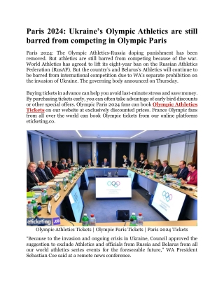 Paris 2024 Ukraine’s Olympic Athletics are still barred from competing in Olympic Paris