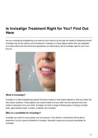 Is Invisalign Treatment Right for You Find Out Here