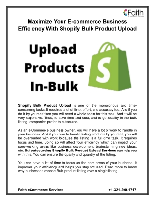 Maximize Your E-commerce Business Efficiency With Shopify Bulk Product Upload