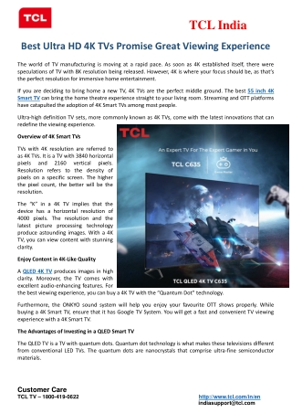 Best Ultra HD 4K TVs Promise Great Viewing Experience