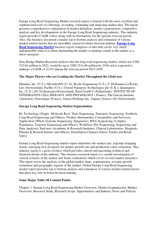 Europe Long Read Sequencing Market