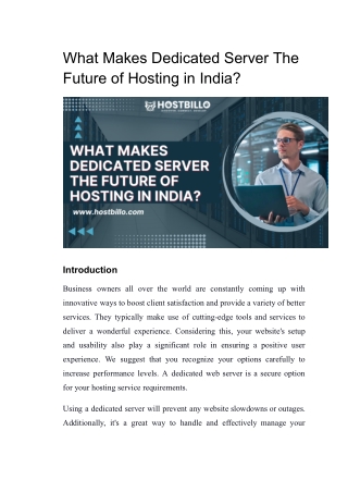 What Makes Dedicated Server The Future of Hosting in India
