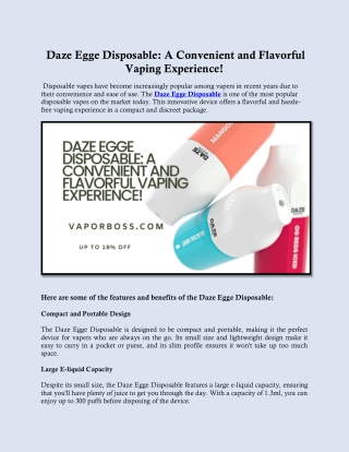 Daze Egge Disposable: A Convenient and Flavorful Vaping Experience!