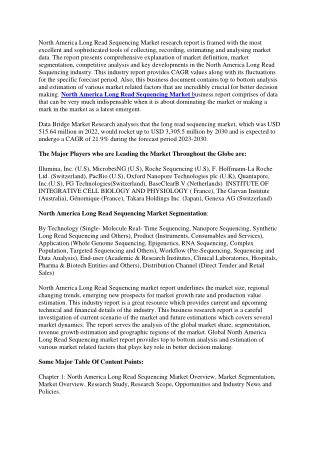 North America Long Read Sequencing Market