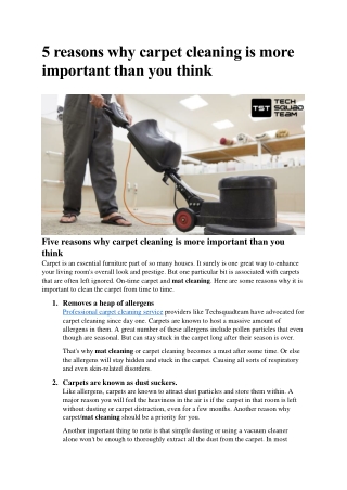5 reasons why carpet cleaning is more important than you think