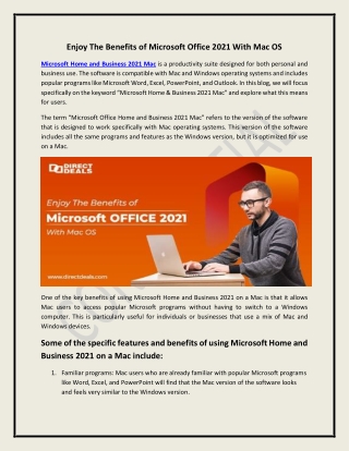 Enjoy The Benefits of Microsoft Office 2021 With Mac OS