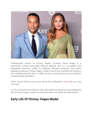 All You Need To Know About Chrissy Teigen Model