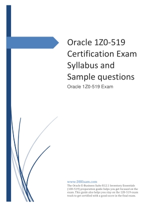 Oracle 1Z0-519 Certification Exam Syllabus and Sample questions