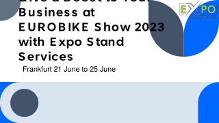 Give a Boost to Your Business at EUROBIKE Show 2023 with Expo Stand Services