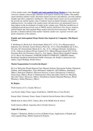 Peptide and Anticoagulant Drugs Market