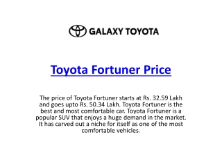 Toyota Fortuner Price