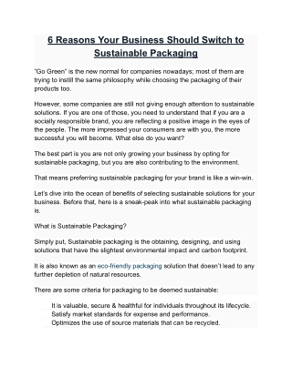 6 Reasons Your Business Should Switch to Sustainable Packaging